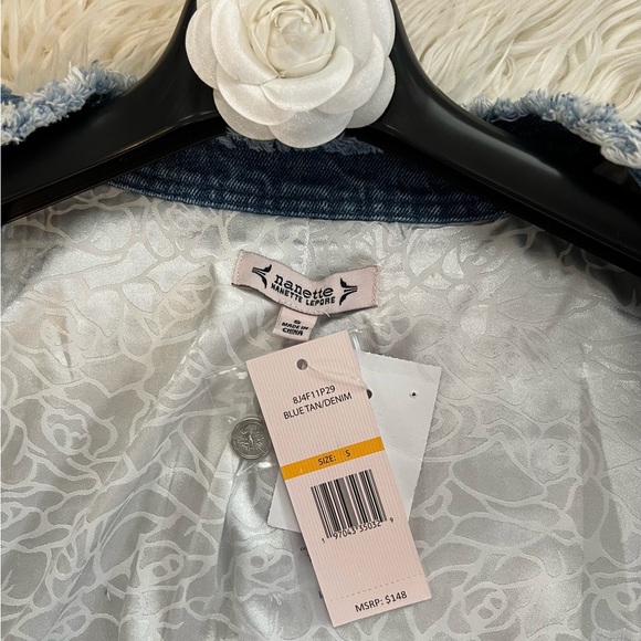 🎀NWT Nanette Lepore🎀 Women's Gorgeous Tweed Blazer with Denim Combination - Picture 6 of 8